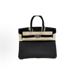 HERMES爱马仕 Birkin 25 银扣 铂金包手提包 25 女款 89 Nior 黑色